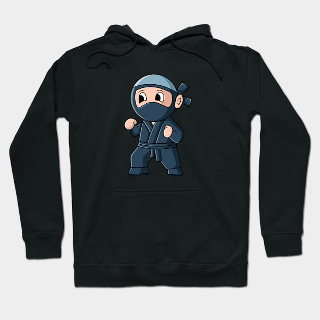 vector illustration design of a cute cartoon ninja wearing a mask Hoodie by danarrr